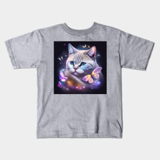 British Shorthair With Glowing Butterflies Kids T-Shirt